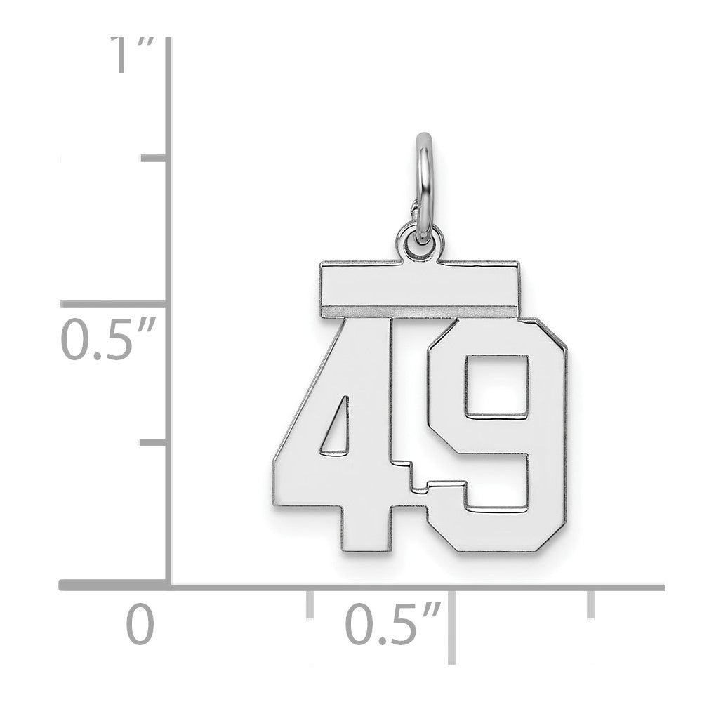Alternate view of the Sterling Silver, Athletic Collection, Small Polished Number 49 Pendant by The Black Bow Jewelry Co.