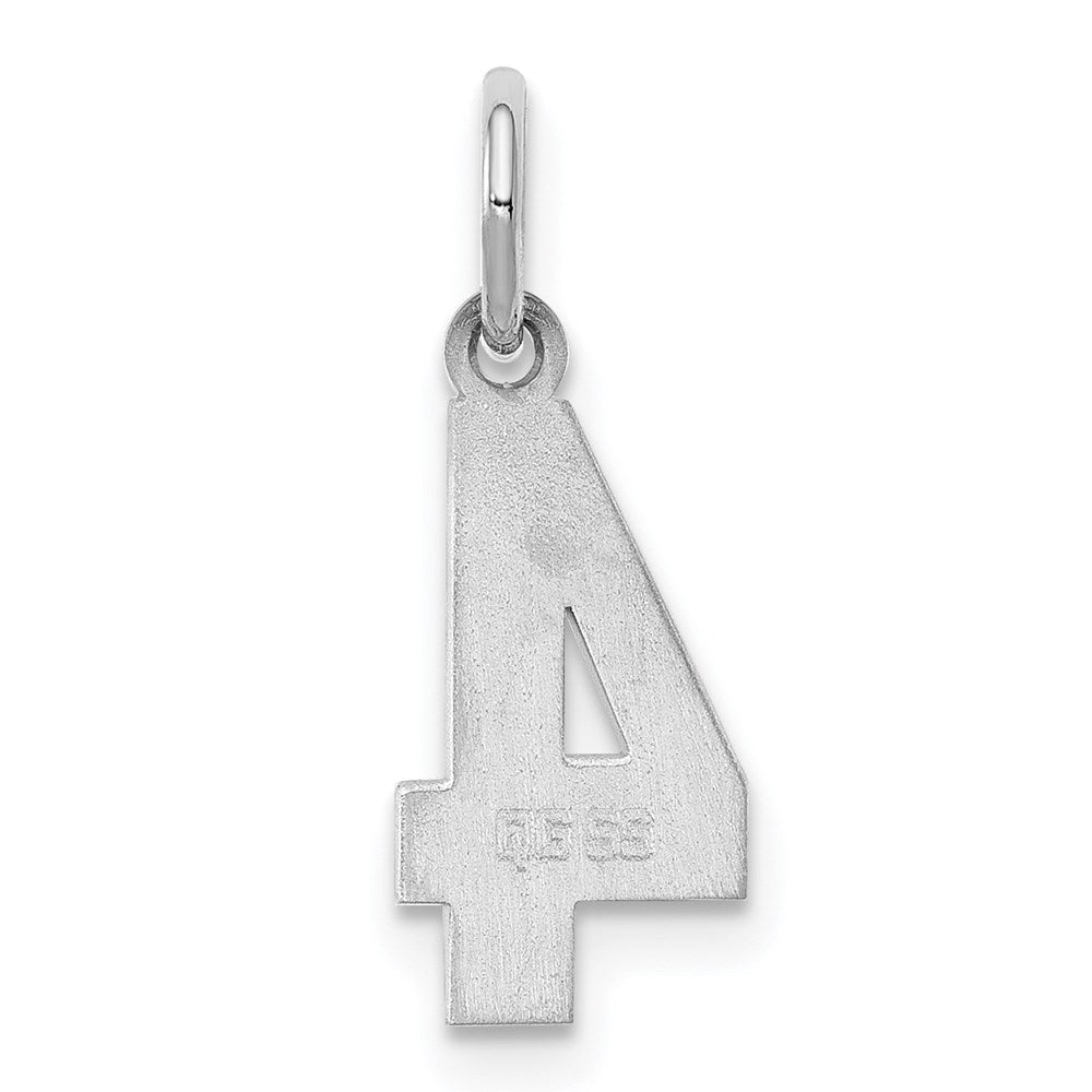 Alternate view of the Sterling Silver, Athletic Collection, Small Polished Number 4 Pendant by The Black Bow Jewelry Co.