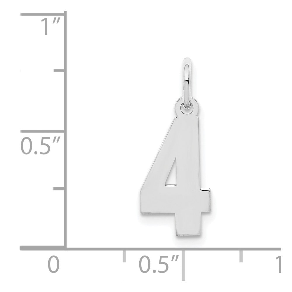 Alternate view of the Sterling Silver, Athletic Collection, Small Polished Number 4 Pendant by The Black Bow Jewelry Co.