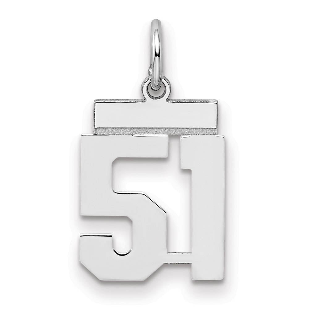 Sterling Silver, Athletic Collection, Small Polished Number 51 Pendant, Item P10407-51 by The Black Bow Jewelry Co.