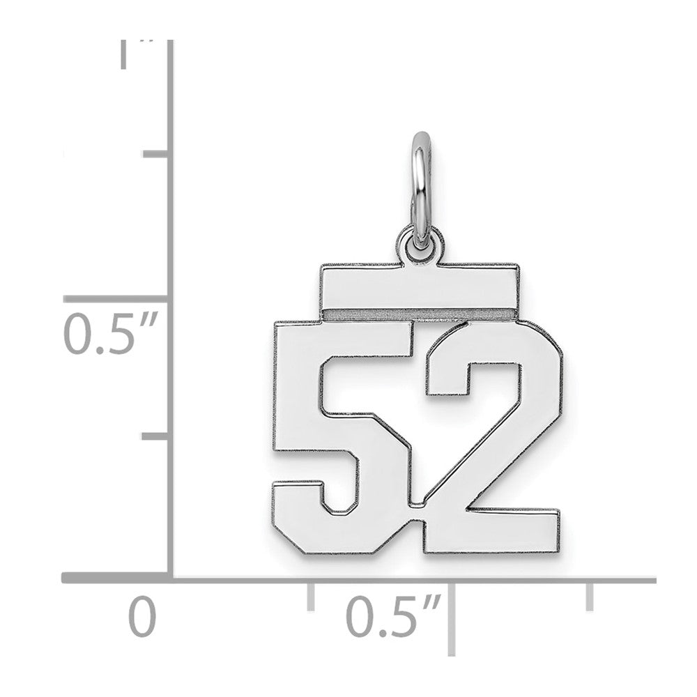 Alternate view of the Sterling Silver, Athletic Collection, Small Polished Number 52 Pendant by The Black Bow Jewelry Co.