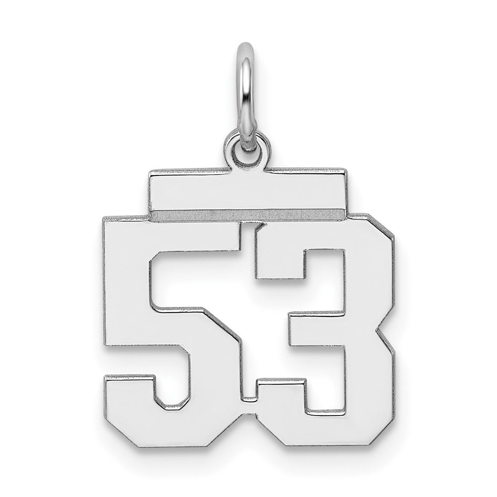 Sterling Silver, Athletic Collection, Small Polished Number 53 Pendant, Item P10407-53 by The Black Bow Jewelry Co.