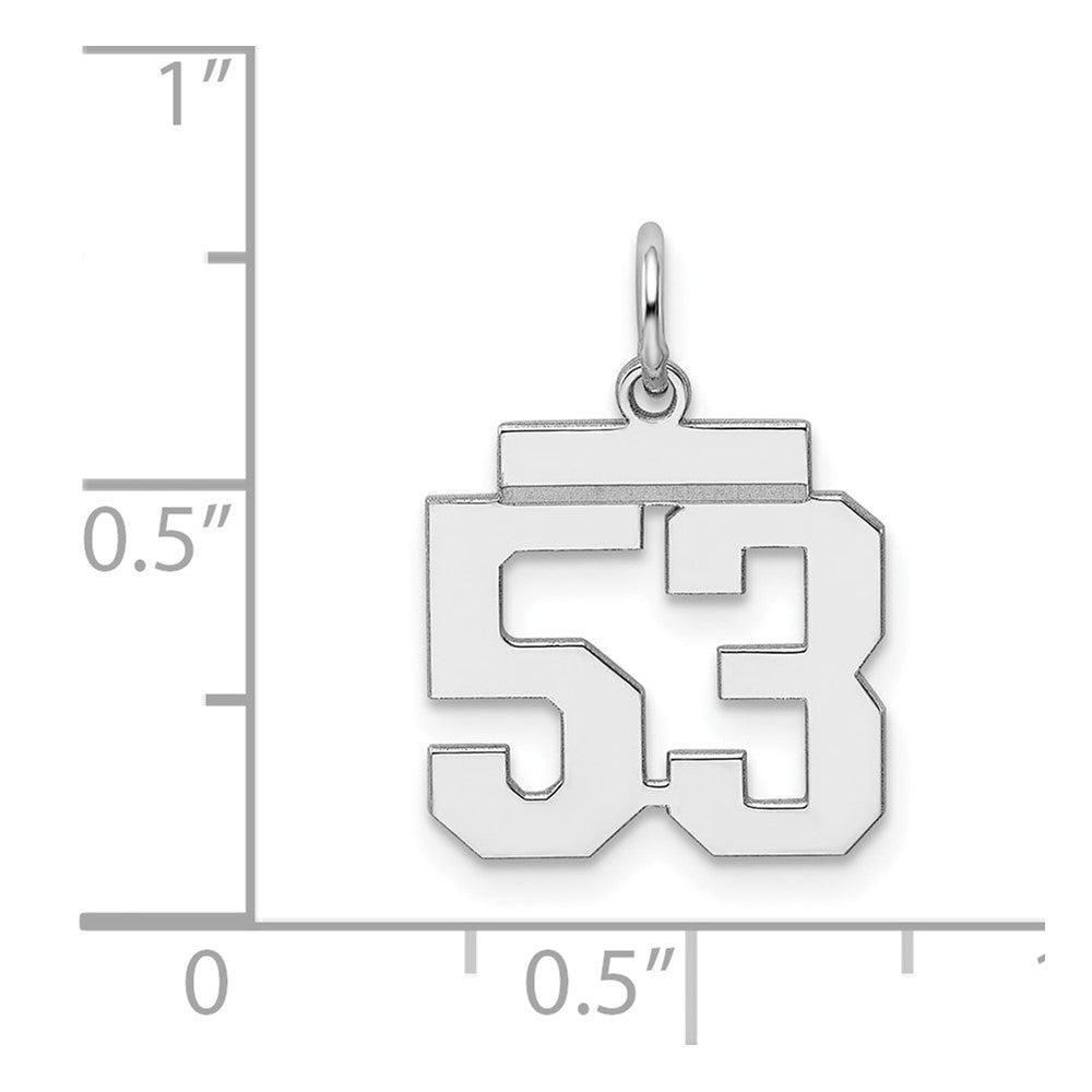 Alternate view of the Sterling Silver, Athletic Collection, Small Polished Number 53 Pendant by The Black Bow Jewelry Co.