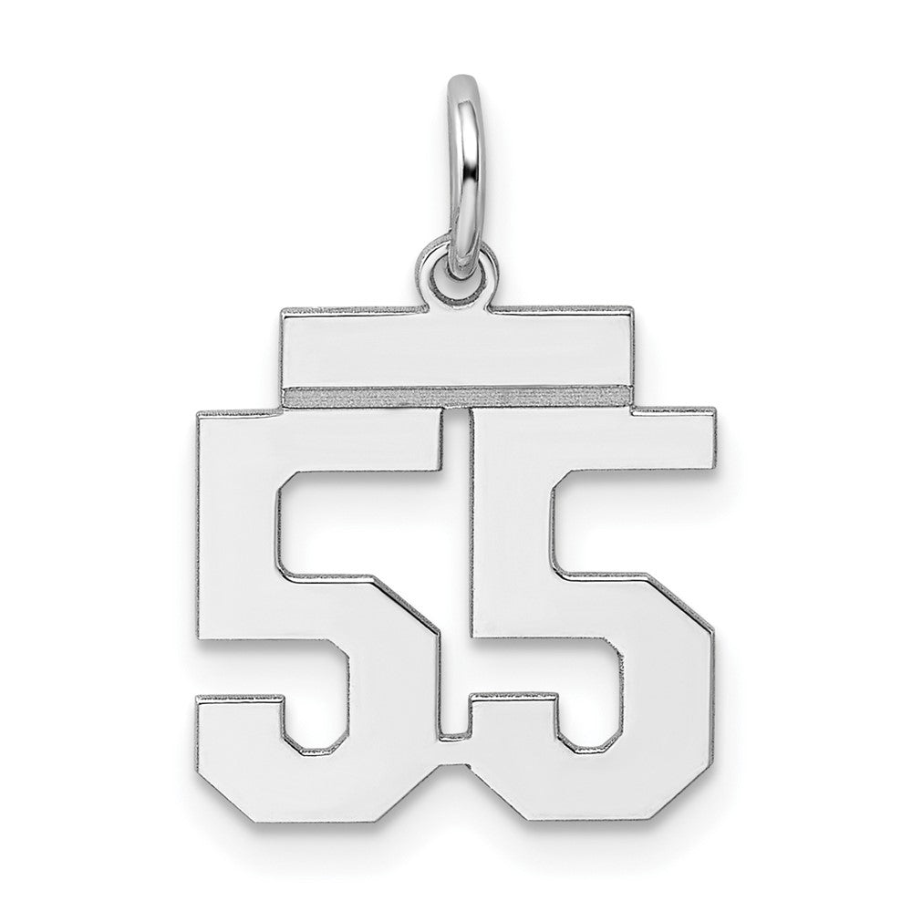 Sterling Silver, Athletic Collection, Small Polished Number 55 Pendant, Item P10407-55 by The Black Bow Jewelry Co.