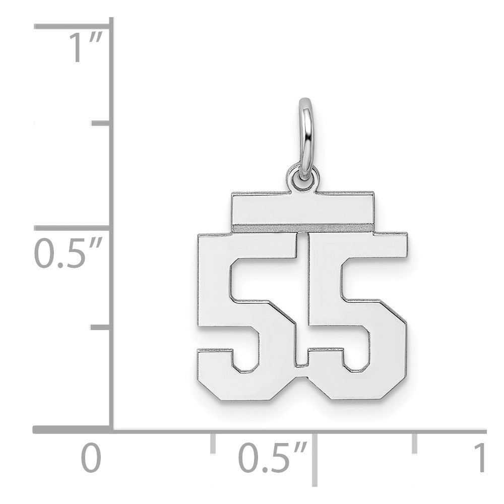 Alternate view of the Sterling Silver, Athletic Collection, Small Polished Number 55 Pendant by The Black Bow Jewelry Co.