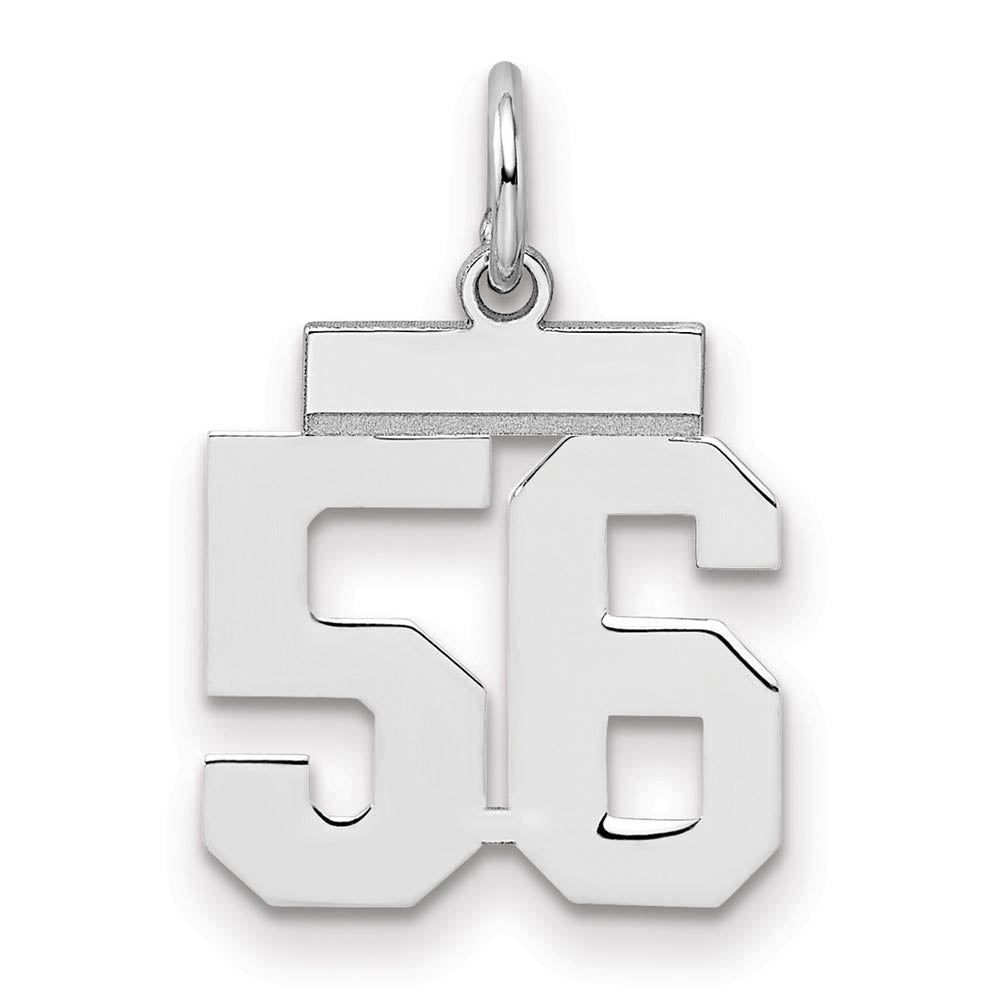Sterling Silver, Athletic Collection, Small Polished Number 56 Pendant, Item P10407-56 by The Black Bow Jewelry Co.
