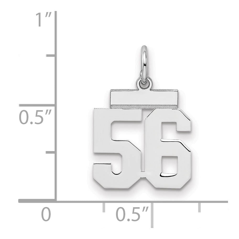 Alternate view of the Sterling Silver, Athletic Collection, Small Polished Number 56 Pendant by The Black Bow Jewelry Co.