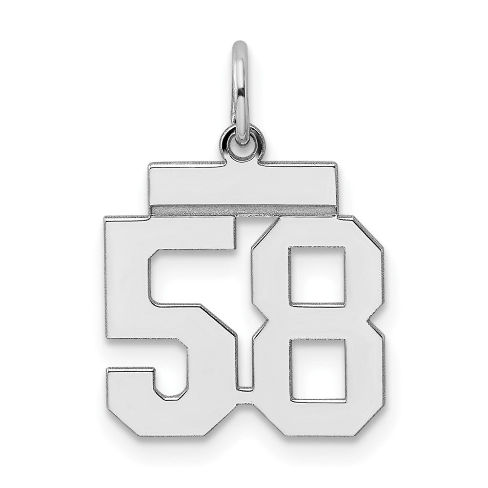 Sterling Silver, Athletic Collection, Small Polished Number 58 Pendant, Item P10407-58 by The Black Bow Jewelry Co.