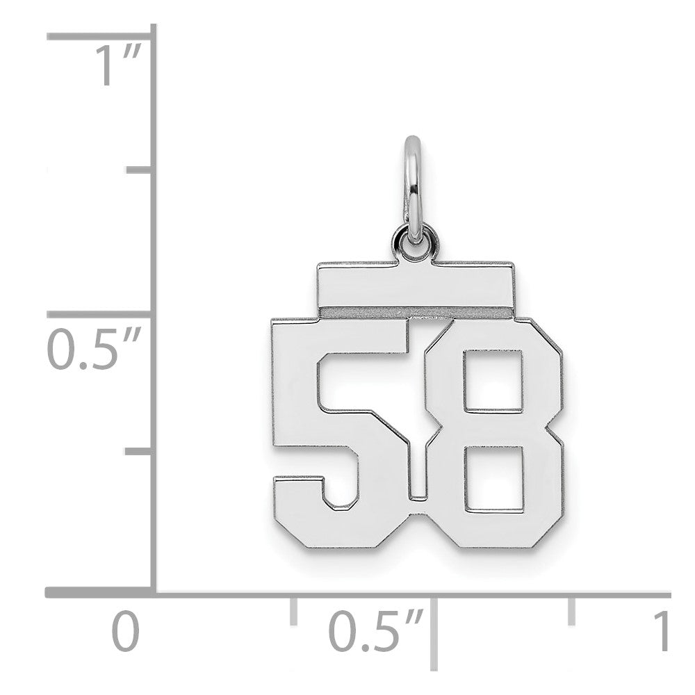 Alternate view of the Sterling Silver, Athletic Collection, Small Polished Number 58 Pendant by The Black Bow Jewelry Co.