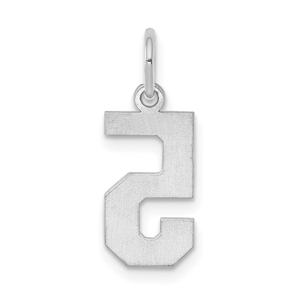 Alternate view of the Sterling Silver, Athletic Collection, Small Polished Number 5 Pendant by The Black Bow Jewelry Co.