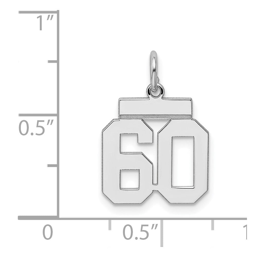 Alternate view of the Sterling Silver, Athletic Collection, Small Polished Number 60 Pendant by The Black Bow Jewelry Co.