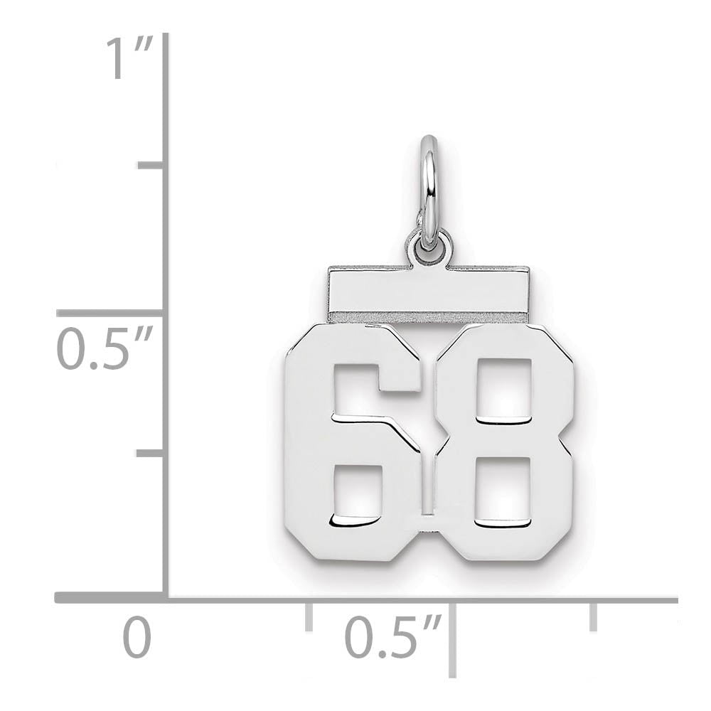 Alternate view of the Sterling Silver, Athletic Collection, Small Polished Number 68 Pendant by The Black Bow Jewelry Co.