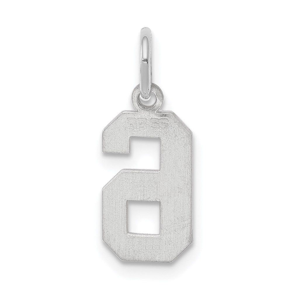 Alternate view of the Sterling Silver, Athletic Collection, Small Polished Number 6 Pendant by The Black Bow Jewelry Co.