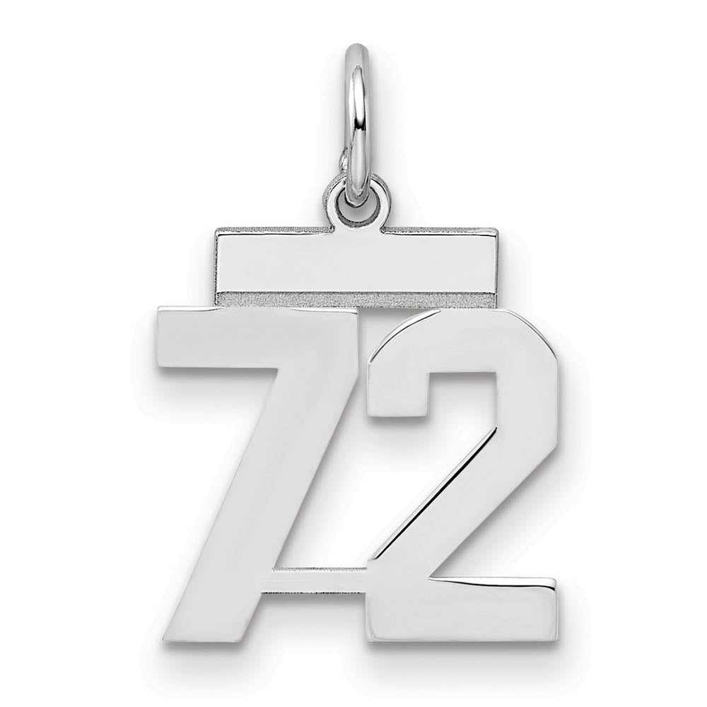 Sterling Silver, Athletic Collection, Small Polished Number 72 Pendant, Item P10407-72 by The Black Bow Jewelry Co.