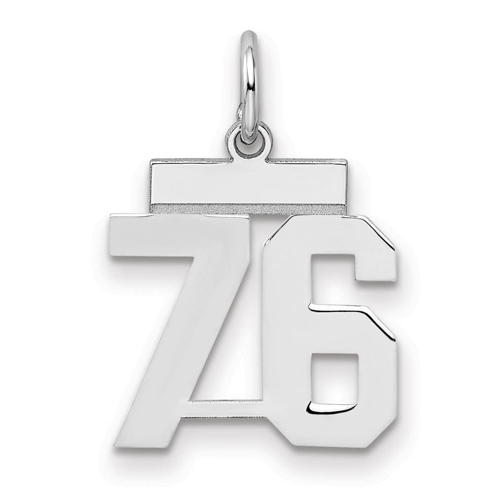 Sterling Silver, Athletic Collection, Small Polished Number 76 Pendant, Item P10407-76 by The Black Bow Jewelry Co.