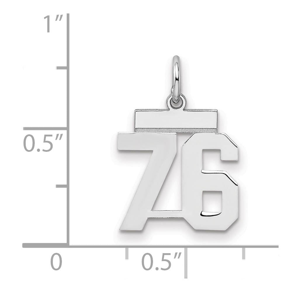 Alternate view of the Sterling Silver, Athletic Collection, Small Polished Number 76 Pendant by The Black Bow Jewelry Co.