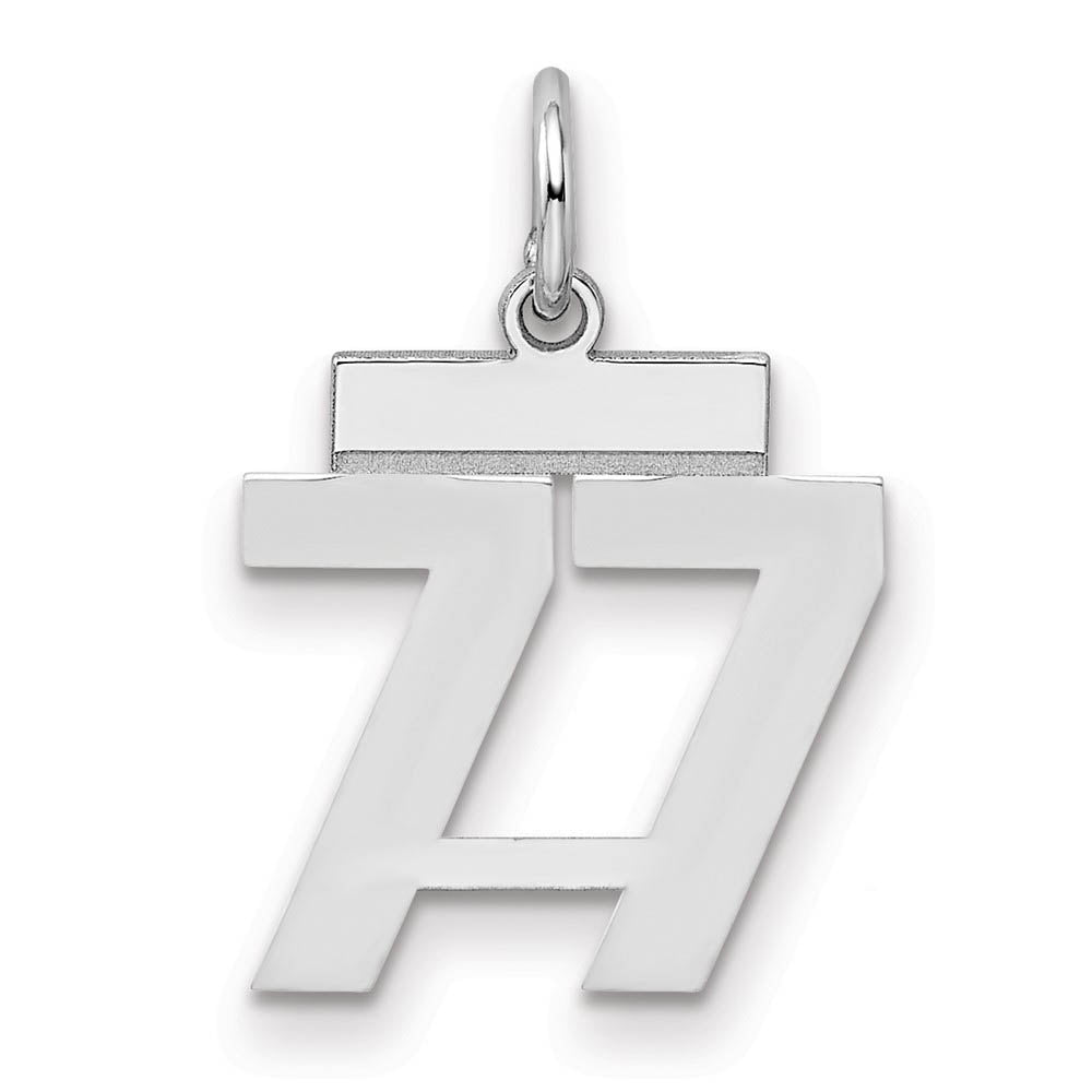 Sterling Silver, Athletic Collection, Small Polished Number 77 Pendant, Item P10407-77 by The Black Bow Jewelry Co.