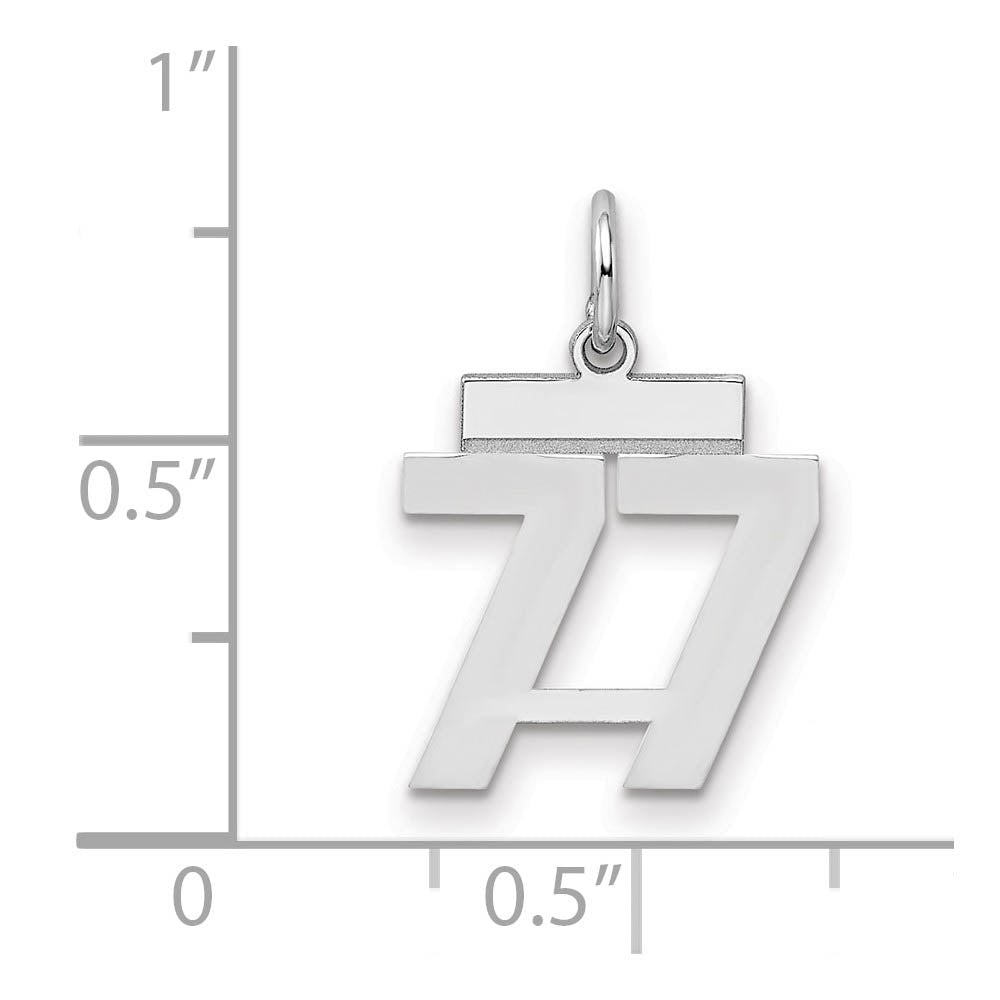 Alternate view of the Sterling Silver, Athletic Collection, Small Polished Number 77 Pendant by The Black Bow Jewelry Co.