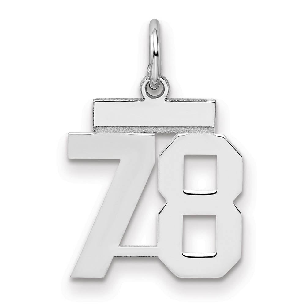 Sterling Silver, Athletic Collection, Small Polished Number 78 Pendant, Item P10407-78 by The Black Bow Jewelry Co.