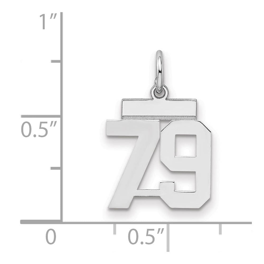 Alternate view of the Sterling Silver, Athletic Collection, Small Polished Number 79 Pendant by The Black Bow Jewelry Co.