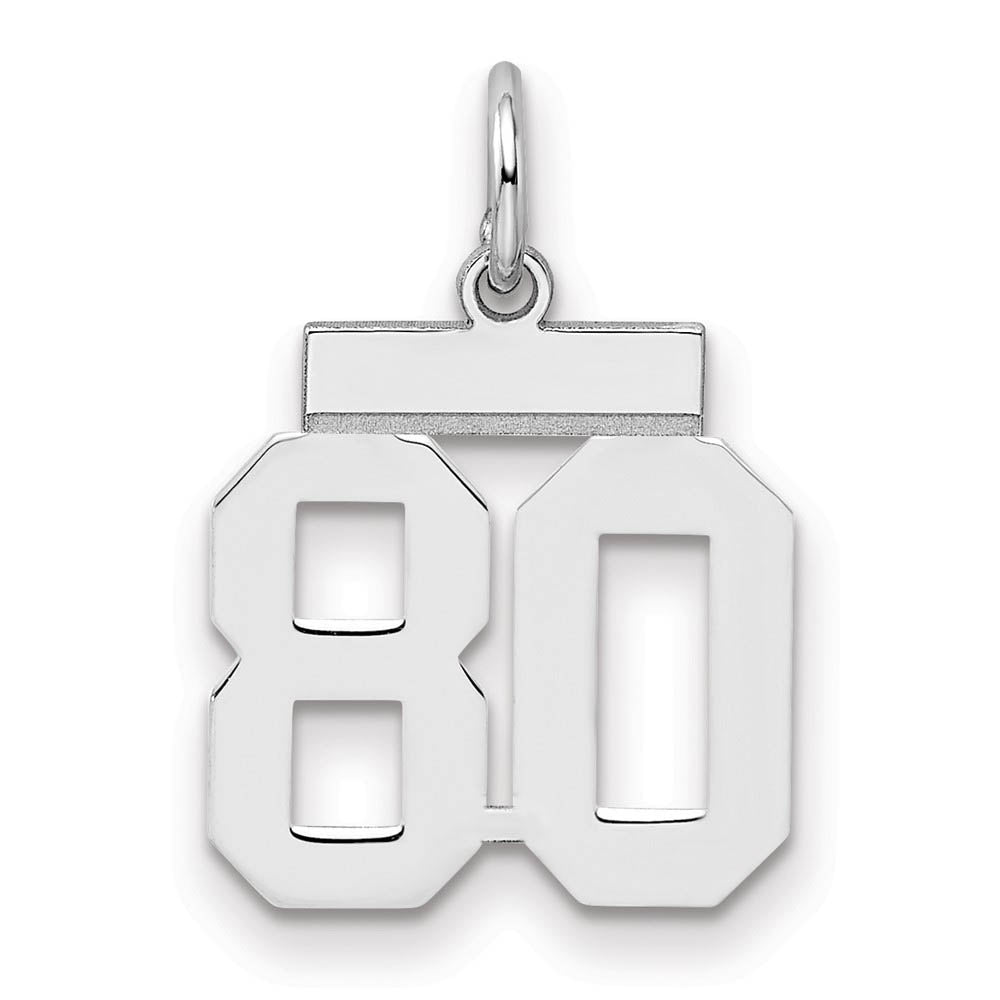 Sterling Silver, Athletic Collection, Small Polished Number 80 Pendant, Item P10407-80 by The Black Bow Jewelry Co.