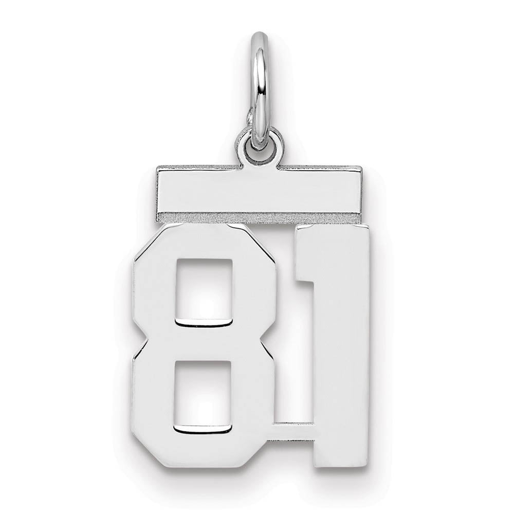 Sterling Silver, Athletic Collection, Small Polished Number 81 Pendant, Item P10407-81 by The Black Bow Jewelry Co.