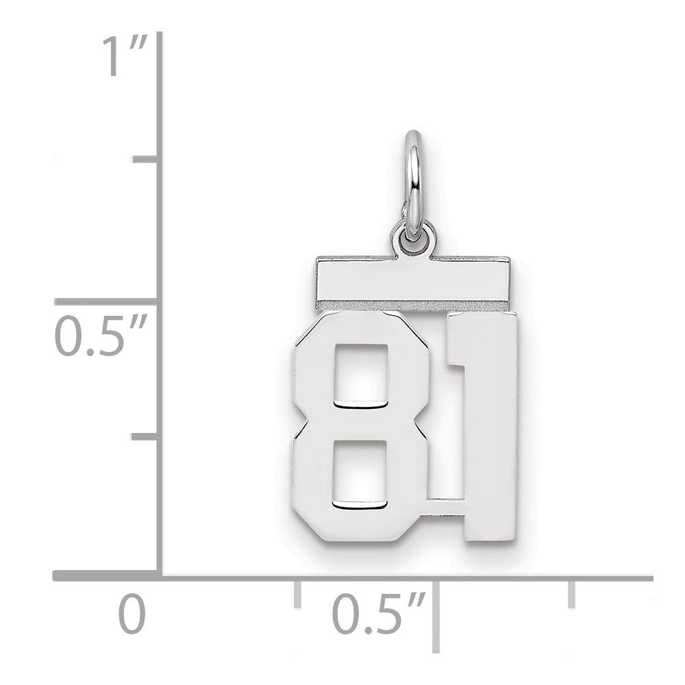 Alternate view of the Sterling Silver, Athletic Collection, Small Polished Number 81 Pendant by The Black Bow Jewelry Co.