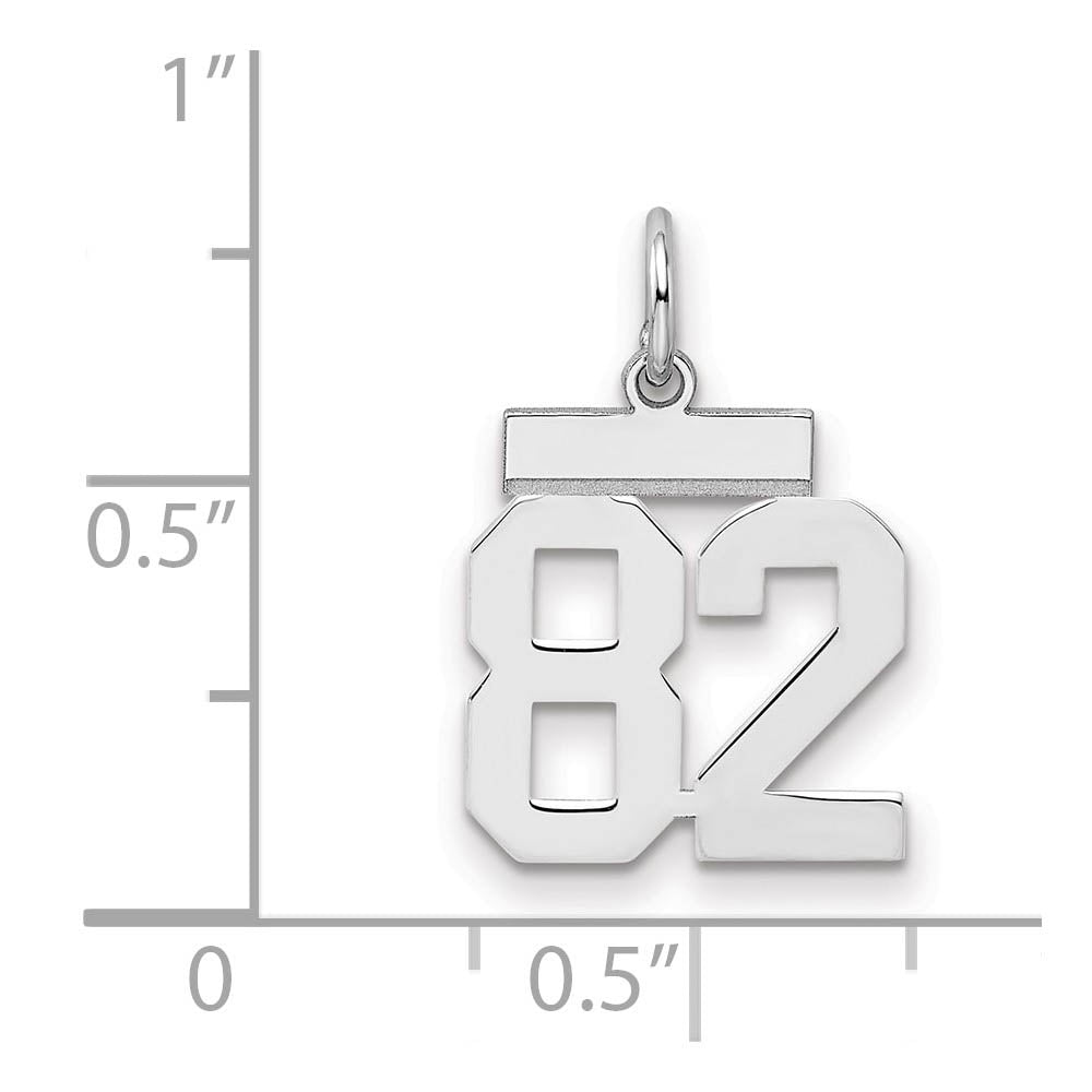 Alternate view of the Sterling Silver, Athletic Collection, Small Polished Number 82 Pendant by The Black Bow Jewelry Co.
