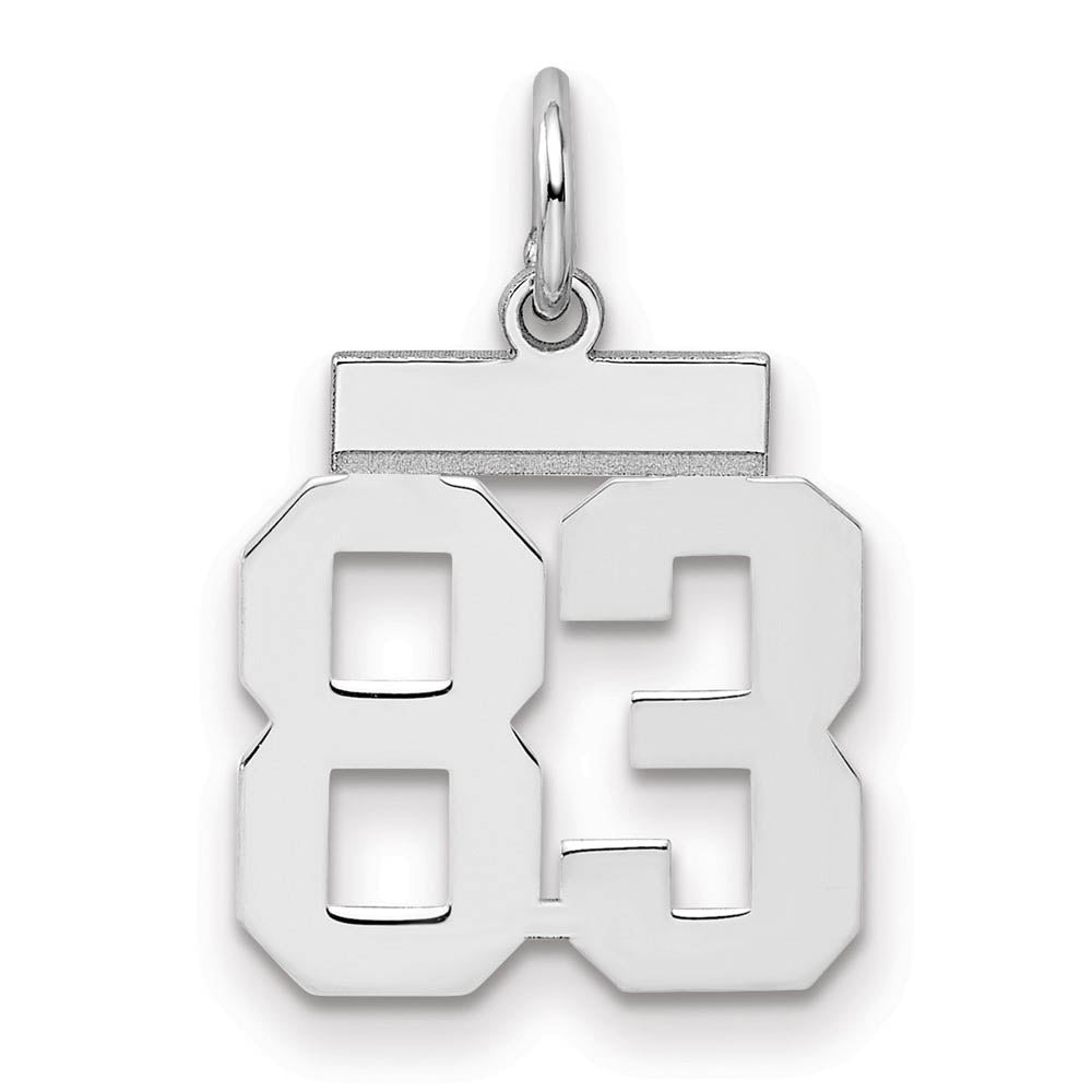 Sterling Silver, Athletic Collection, Small Polished Number 83 Pendant, Item P10407-83 by The Black Bow Jewelry Co.