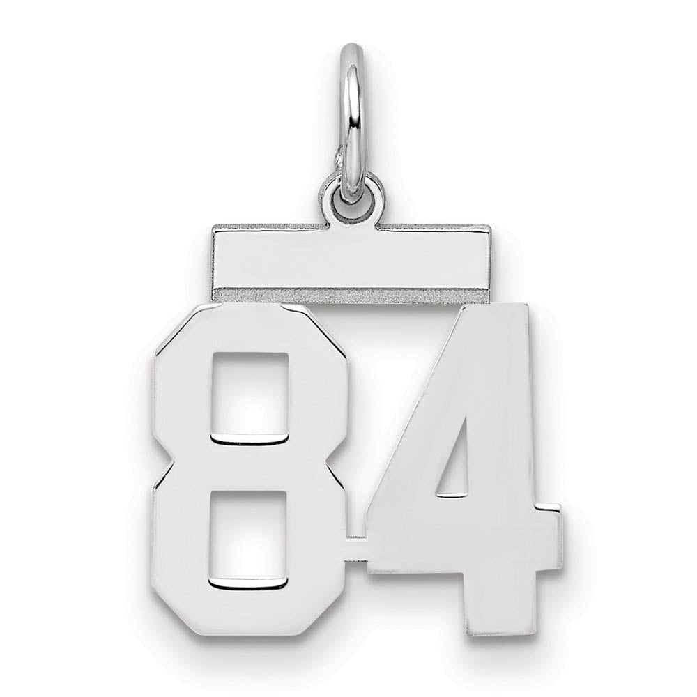 Sterling Silver, Athletic Collection, Small Polished Number 84 Pendant, Item P10407-84 by The Black Bow Jewelry Co.