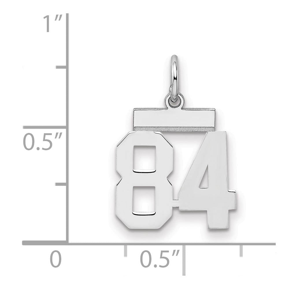 Alternate view of the Sterling Silver, Athletic Collection, Small Polished Number 84 Pendant by The Black Bow Jewelry Co.