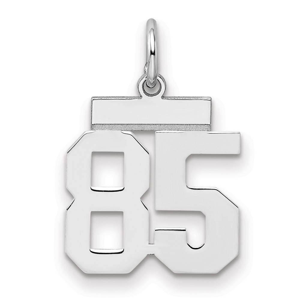 Sterling Silver, Athletic Collection, Small Polished Number 85 Pendant, Item P10407-85 by The Black Bow Jewelry Co.