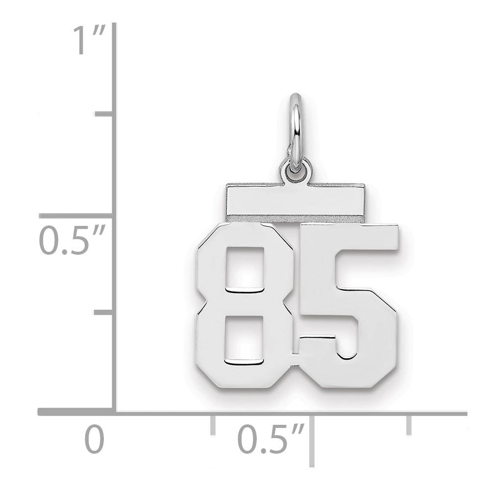 Alternate view of the Sterling Silver, Athletic Collection, Small Polished Number 85 Pendant by The Black Bow Jewelry Co.