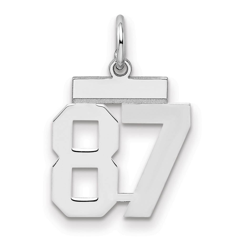 Sterling Silver, Athletic Collection, Small Polished Number 87 Pendant, Item P10407-87 by The Black Bow Jewelry Co.