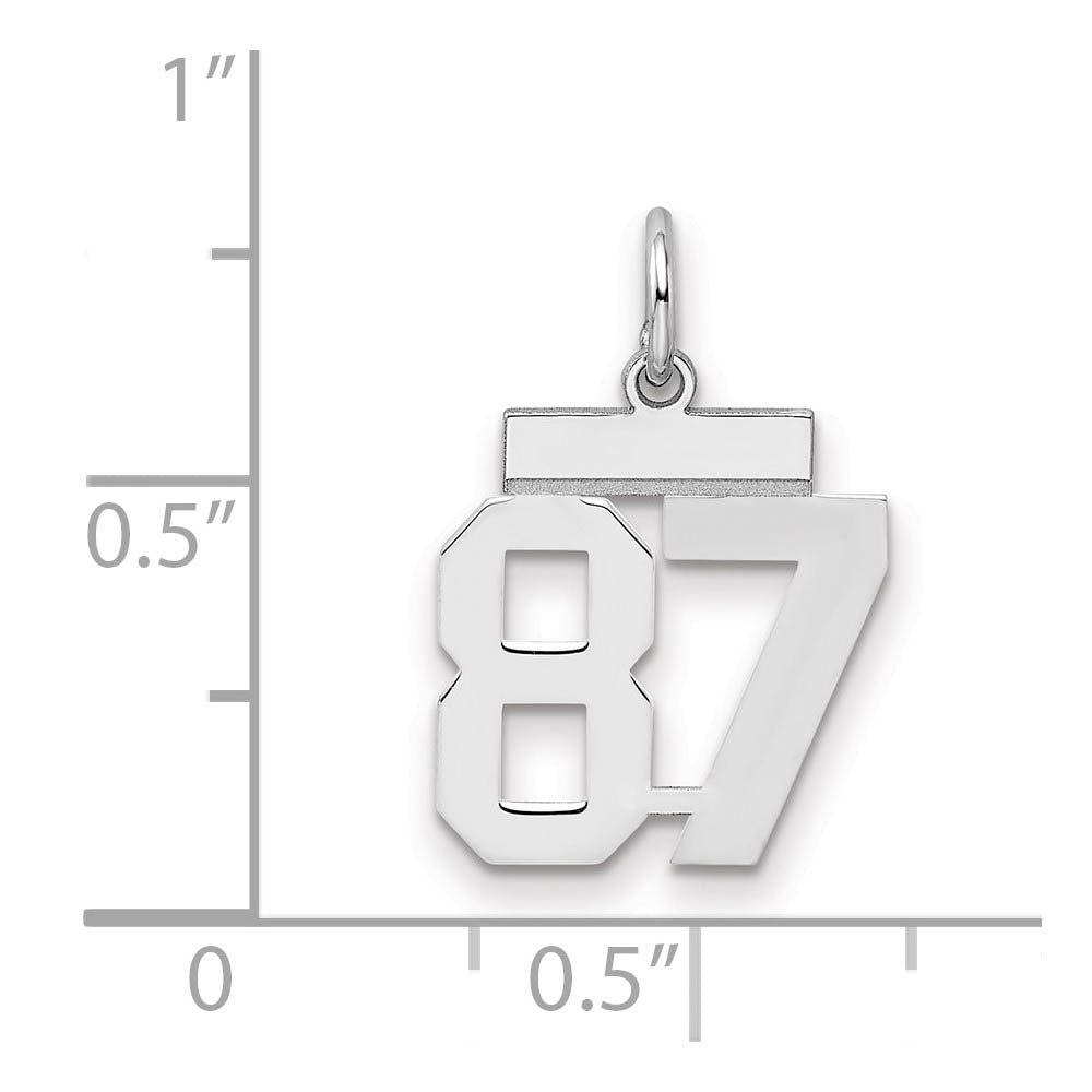 Alternate view of the Sterling Silver, Athletic Collection, Small Polished Number 87 Pendant by The Black Bow Jewelry Co.