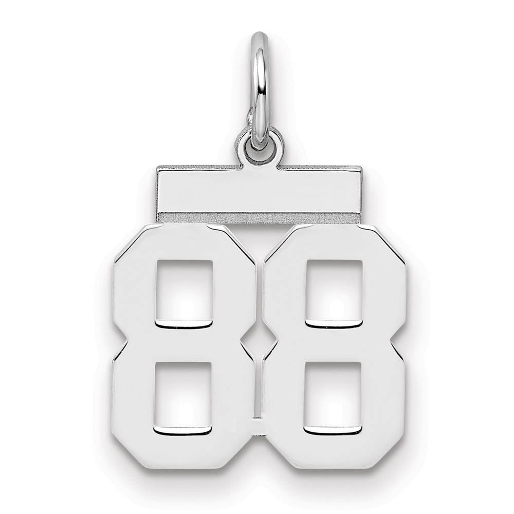 Sterling Silver, Athletic Collection, Small Polished Number 88 Pendant, Item P10407-88 by The Black Bow Jewelry Co.