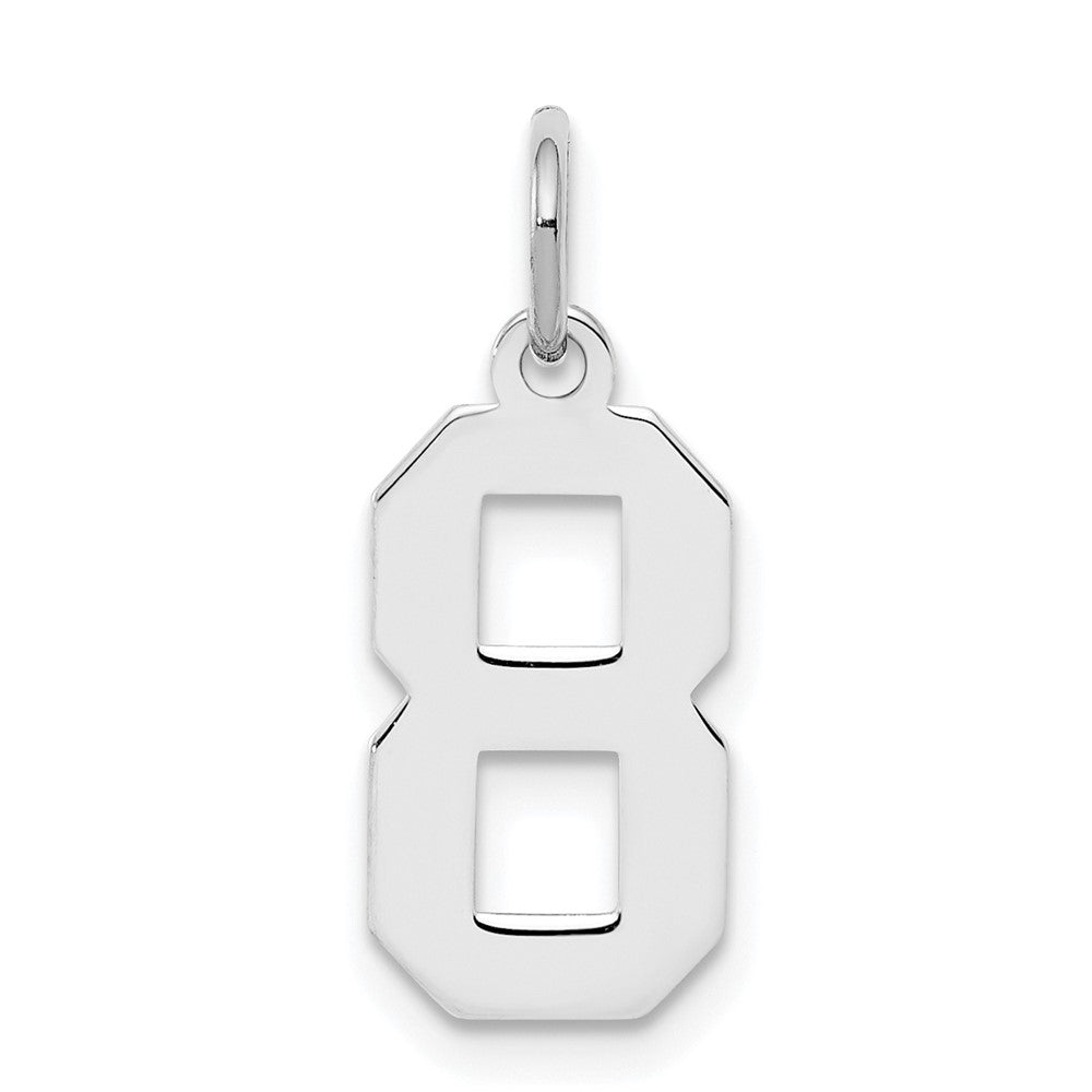 Sterling Silver, Athletic Collection, Small Polished Number 8 Pendant, Item P10407-8 by The Black Bow Jewelry Co.