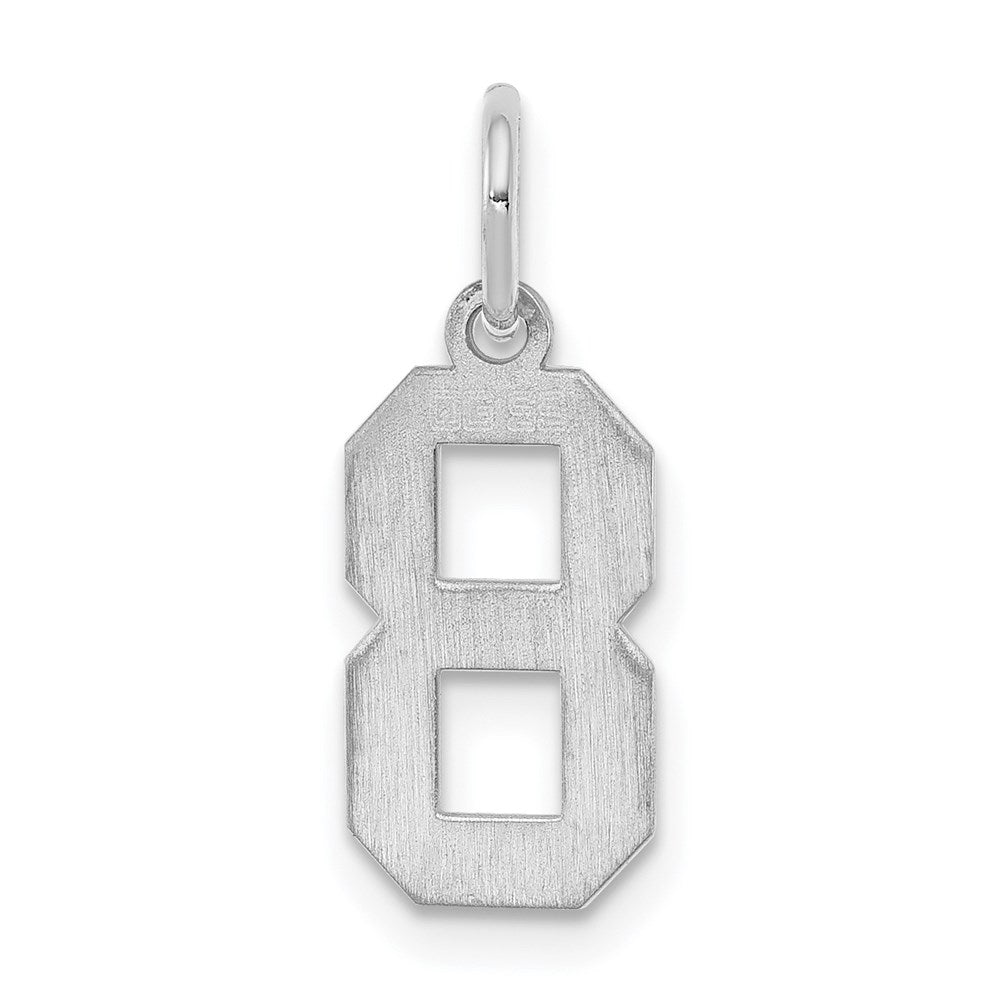 Alternate view of the Sterling Silver, Athletic Collection, Small Polished Number 8 Pendant by The Black Bow Jewelry Co.