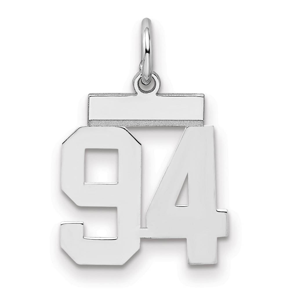 Sterling Silver, Athletic Collection, Small Polished Number 94 Pendant, Item P10407-94 by The Black Bow Jewelry Co.