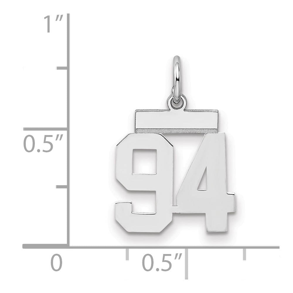 Alternate view of the Sterling Silver, Athletic Collection, Small Polished Number 94 Pendant by The Black Bow Jewelry Co.