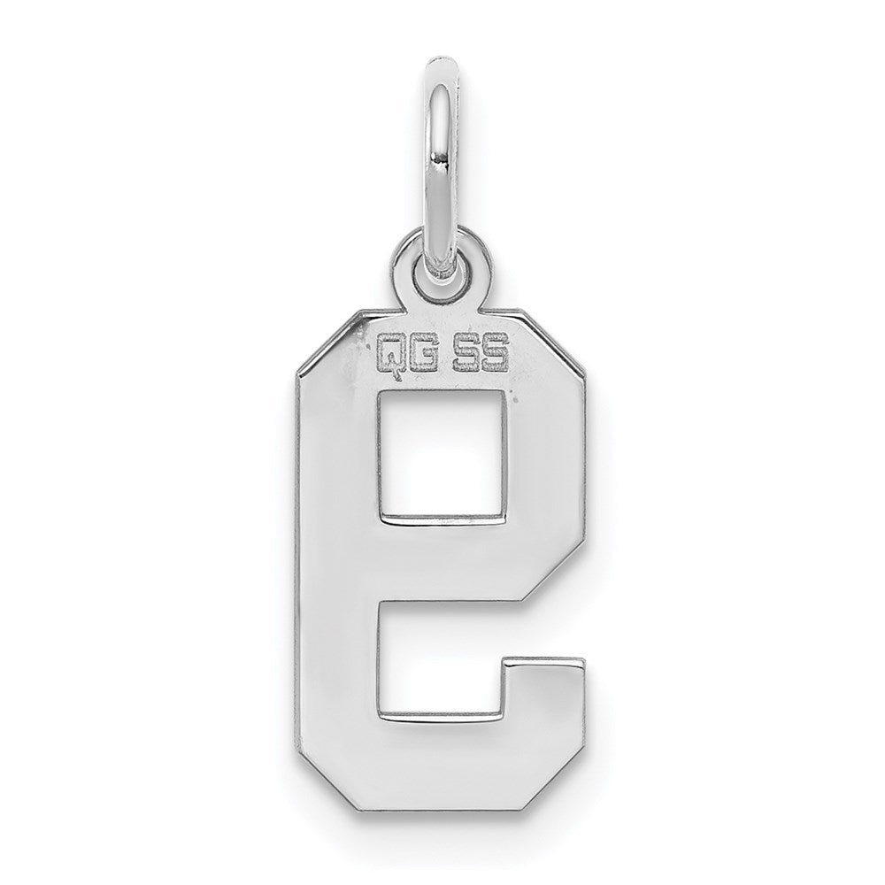 Alternate view of the Sterling Silver, Athletic Collection, Small Polished Number 9 Pendant by The Black Bow Jewelry Co.
