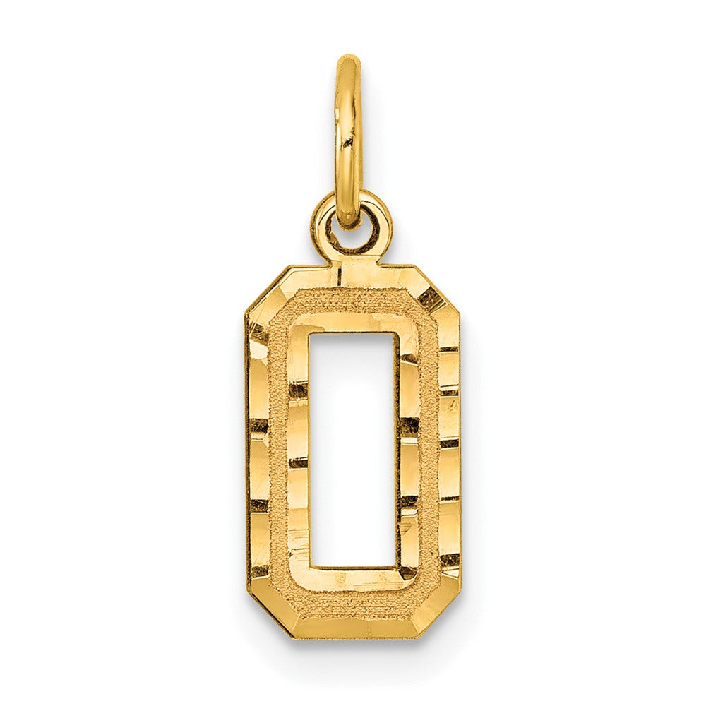 14k Yellow Gold, Varsity Collection, Small D/C Pendant Number 0, Item P10408-0 by The Black Bow Jewelry Co.