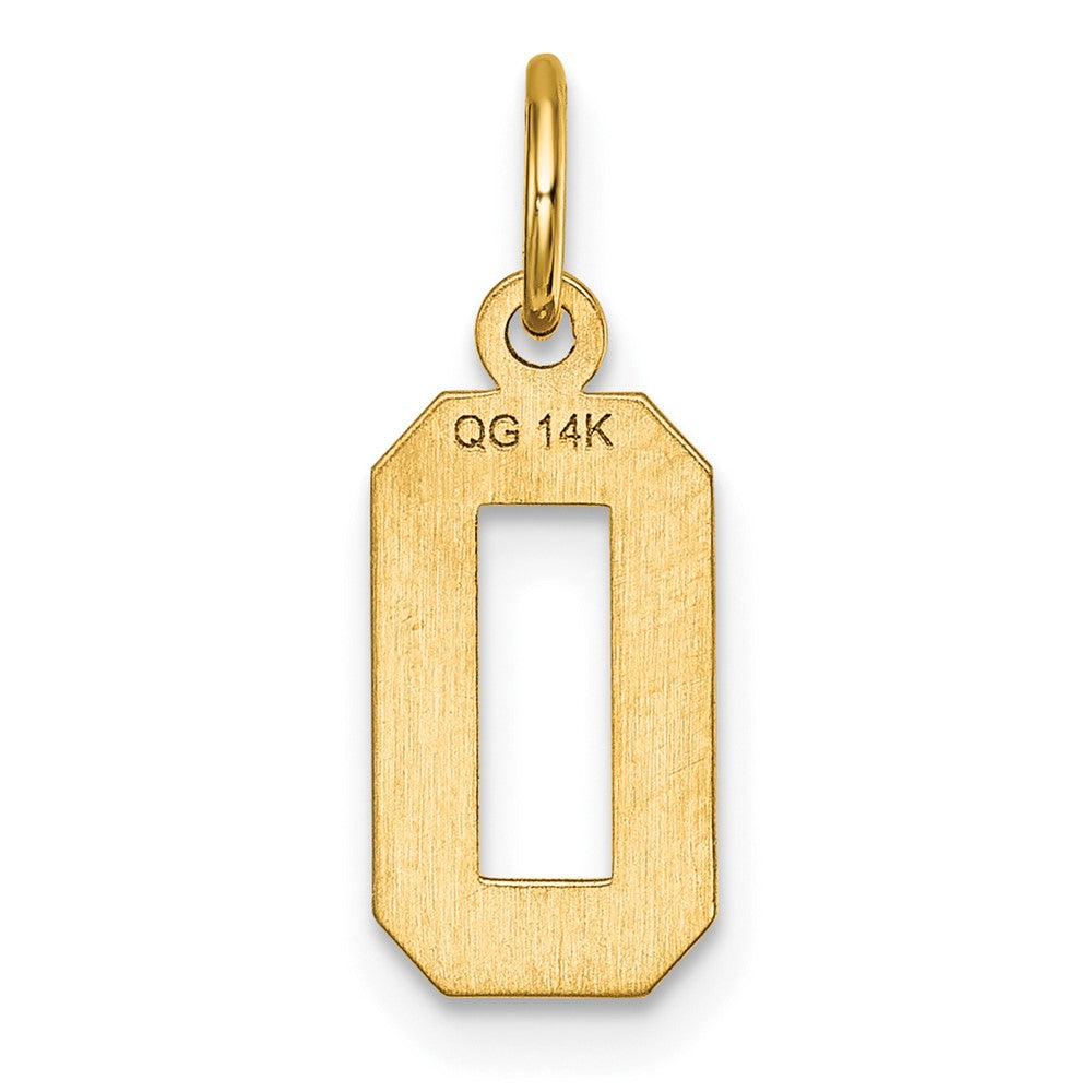 Alternate view of the 14k Yellow Gold, Varsity Collection, Small D/C Pendant Number 0 by The Black Bow Jewelry Co.