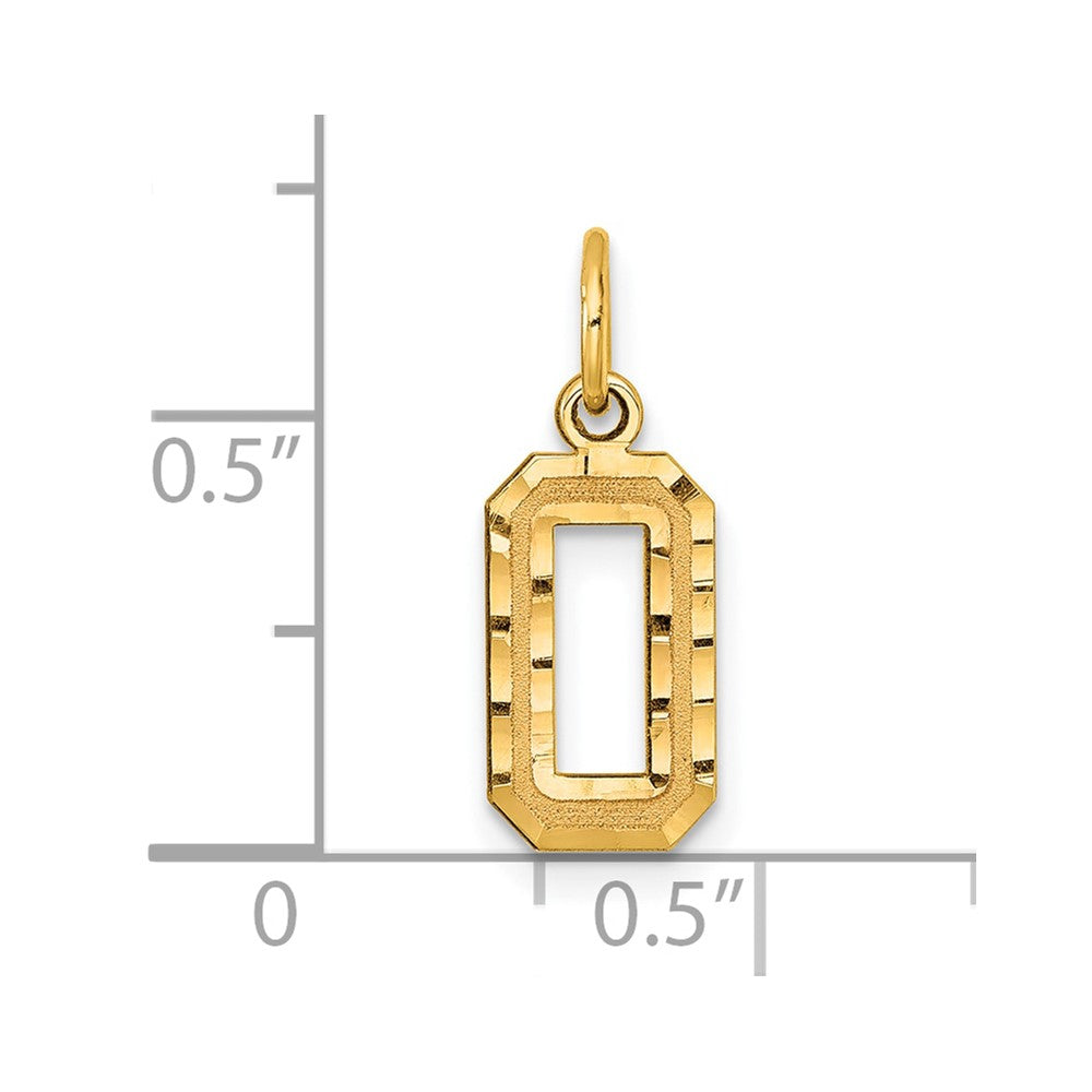 Alternate view of the 14k Yellow Gold, Varsity Collection, Small D/C Pendant Number 0 by The Black Bow Jewelry Co.