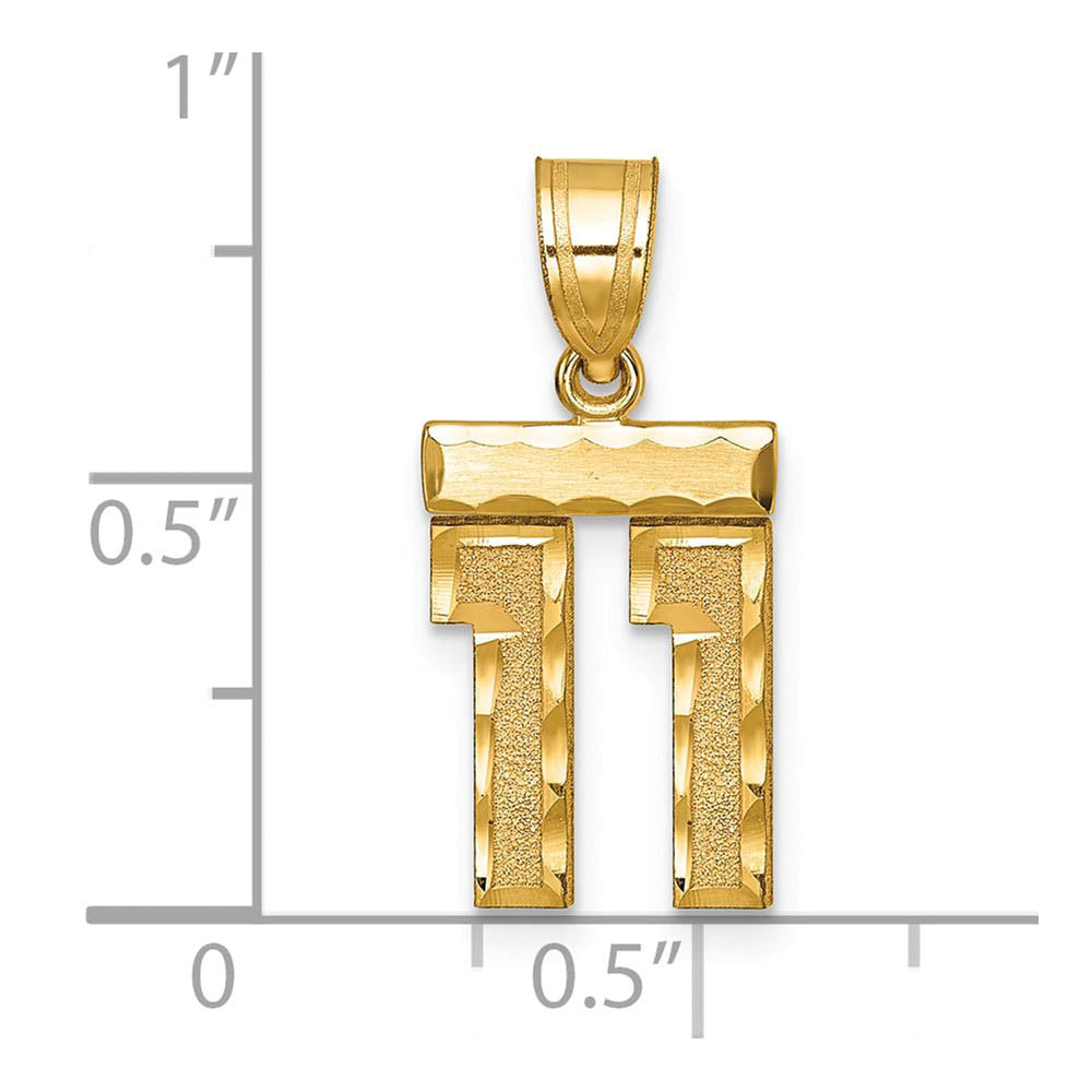 Alternate view of the 14k Yellow Gold, Varsity Collection, Small D/C Pendant Number 11 by The Black Bow Jewelry Co.