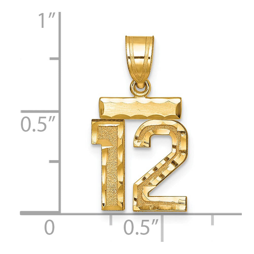 Alternate view of the 14k Yellow Gold, Varsity Collection, Small D/C Pendant Number 12 by The Black Bow Jewelry Co.