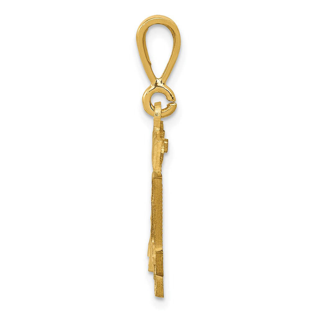 Alternate view of the 14k Yellow Gold, Varsity Collection, Small D/C Pendant Number 14 by The Black Bow Jewelry Co.