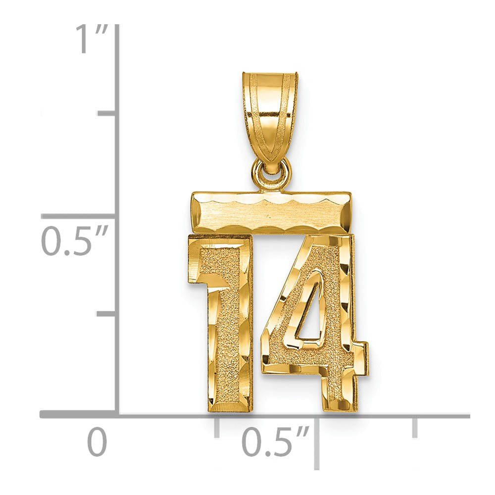 Alternate view of the 14k Yellow Gold, Varsity Collection, Small D/C Pendant Number 14 by The Black Bow Jewelry Co.