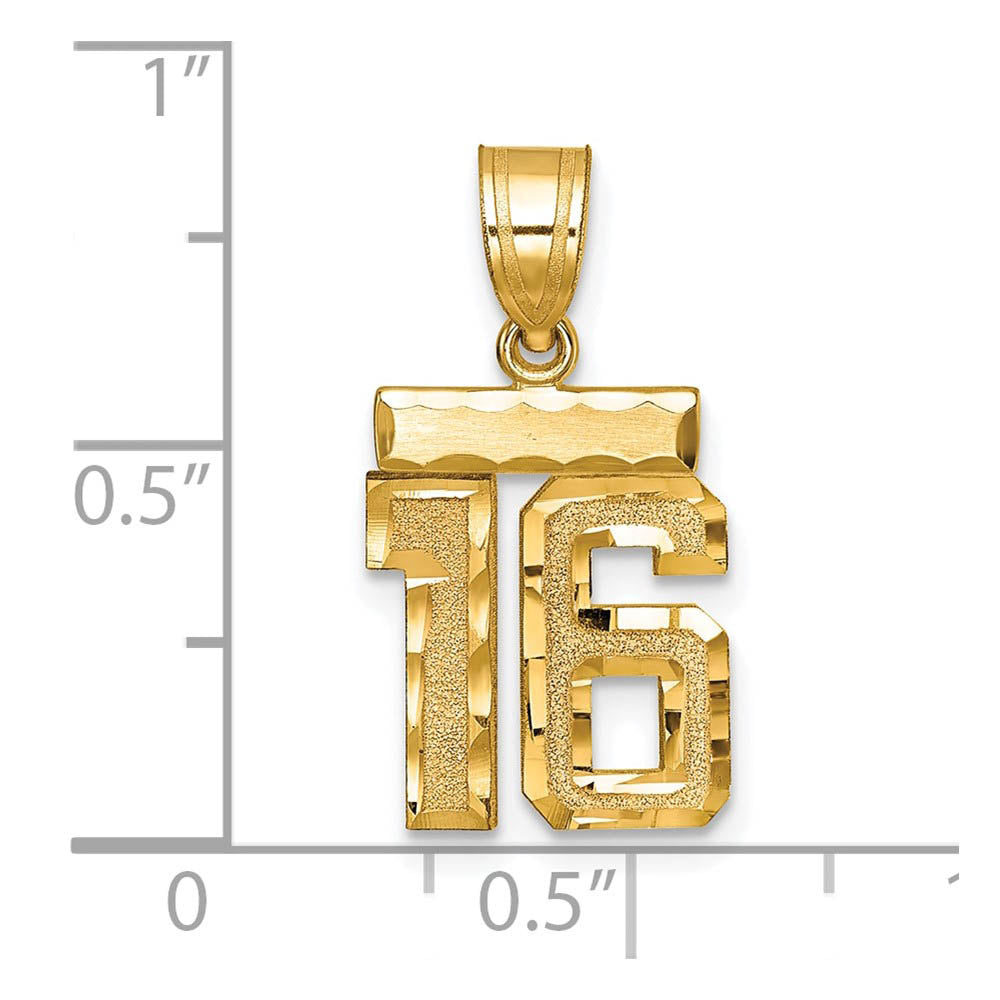 Alternate view of the 14k Yellow Gold, Varsity Collection, Small D/C Pendant Number 16 by The Black Bow Jewelry Co.