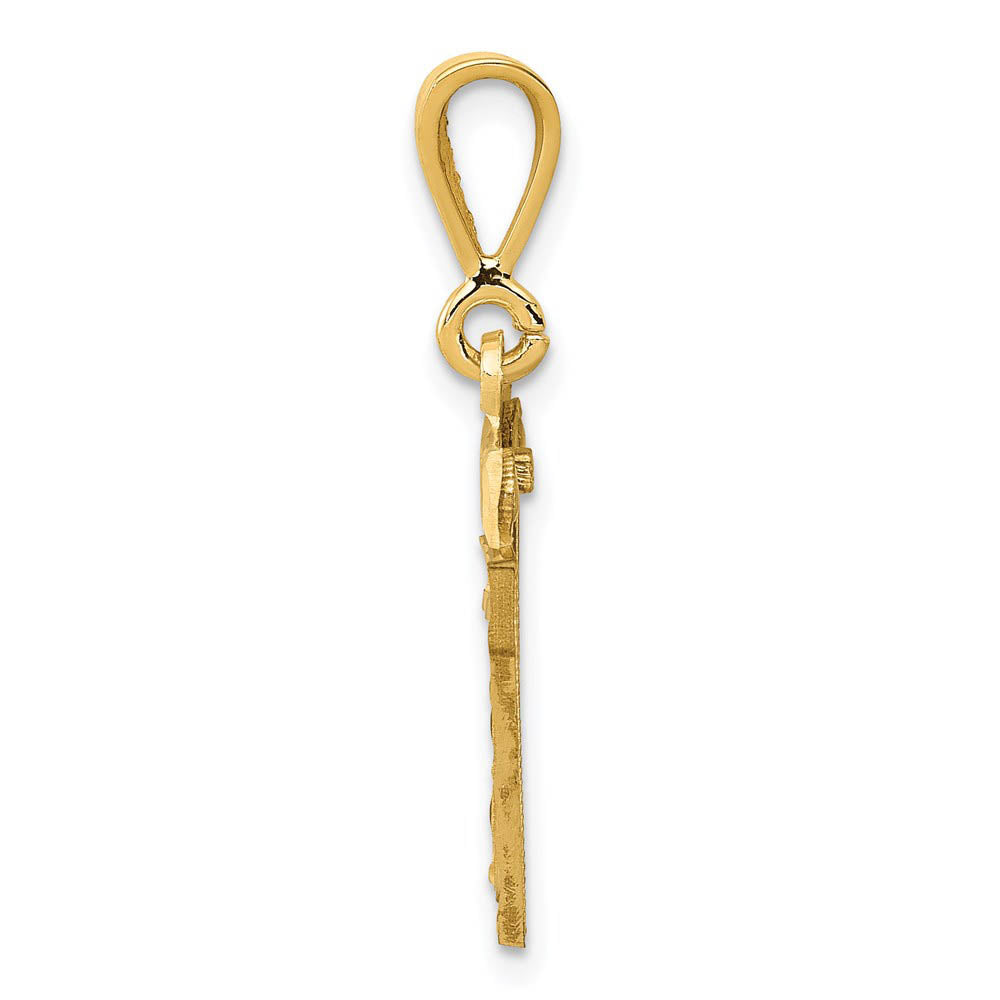 Alternate view of the 14k Yellow Gold, Varsity Collection, Small D/C Pendant Number 17 by The Black Bow Jewelry Co.